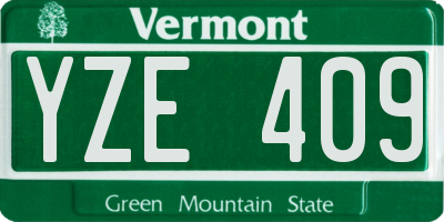 VT license plate YZE409