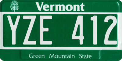 VT license plate YZE412
