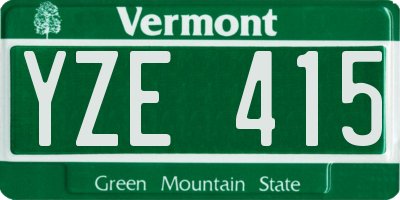 VT license plate YZE415