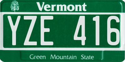 VT license plate YZE416