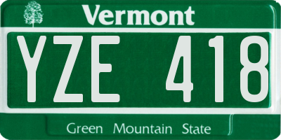 VT license plate YZE418