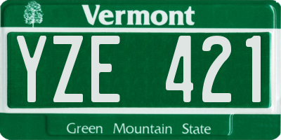 VT license plate YZE421