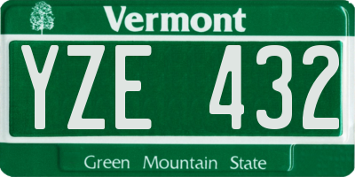 VT license plate YZE432