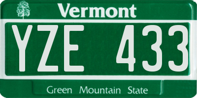 VT license plate YZE433