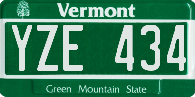 VT license plate YZE434