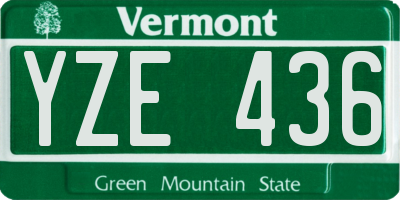 VT license plate YZE436