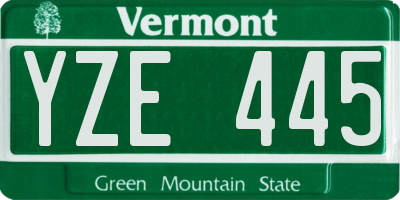 VT license plate YZE445