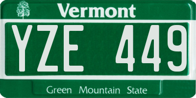 VT license plate YZE449