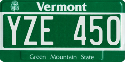 VT license plate YZE450