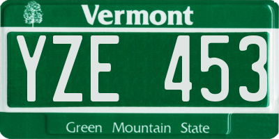 VT license plate YZE453