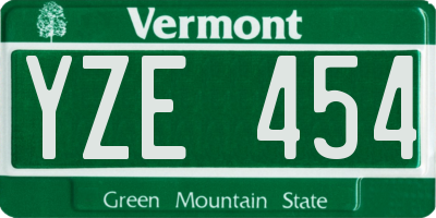 VT license plate YZE454