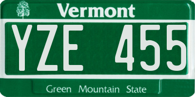 VT license plate YZE455