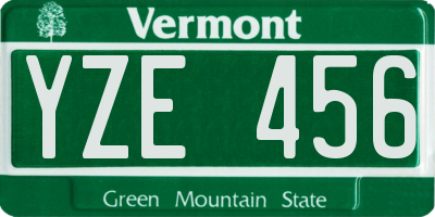VT license plate YZE456