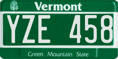 VT license plate YZE458