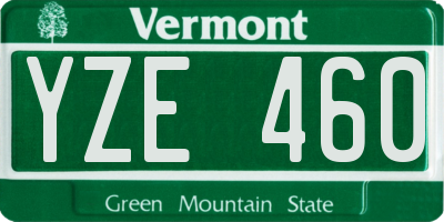 VT license plate YZE460