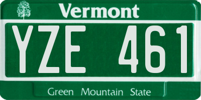 VT license plate YZE461