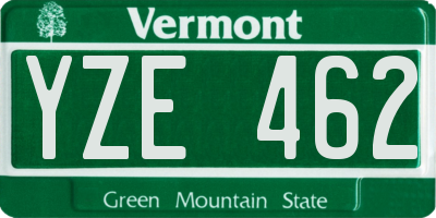 VT license plate YZE462
