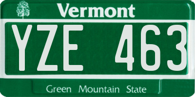 VT license plate YZE463