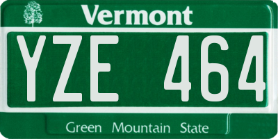 VT license plate YZE464