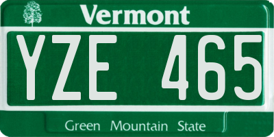 VT license plate YZE465