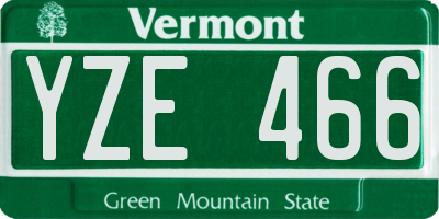 VT license plate YZE466