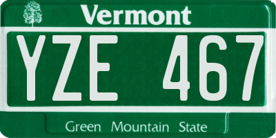 VT license plate YZE467