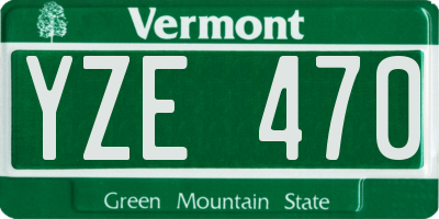 VT license plate YZE470