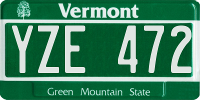 VT license plate YZE472