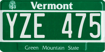 VT license plate YZE475