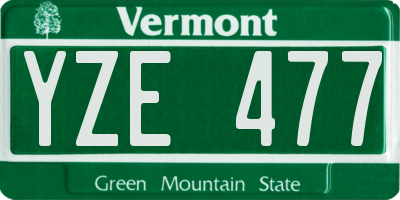 VT license plate YZE477
