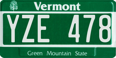 VT license plate YZE478