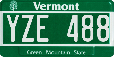 VT license plate YZE488
