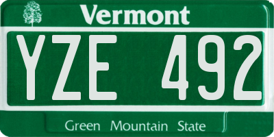 VT license plate YZE492