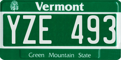 VT license plate YZE493