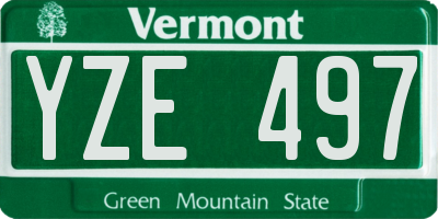 VT license plate YZE497