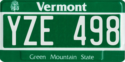 VT license plate YZE498