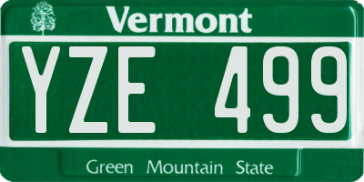 VT license plate YZE499