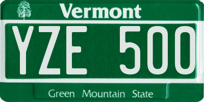 VT license plate YZE500