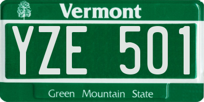 VT license plate YZE501