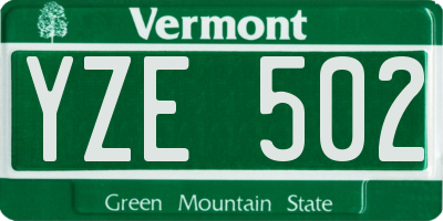 VT license plate YZE502
