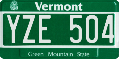 VT license plate YZE504