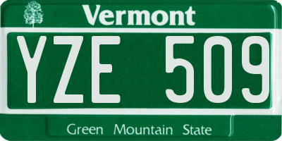 VT license plate YZE509
