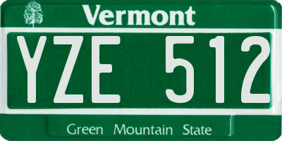 VT license plate YZE512