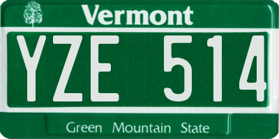 VT license plate YZE514