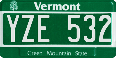 VT license plate YZE532