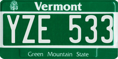 VT license plate YZE533