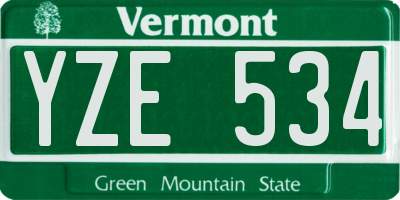 VT license plate YZE534
