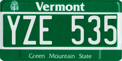 VT license plate YZE535