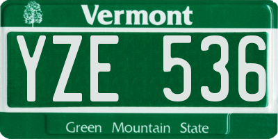 VT license plate YZE536