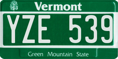 VT license plate YZE539